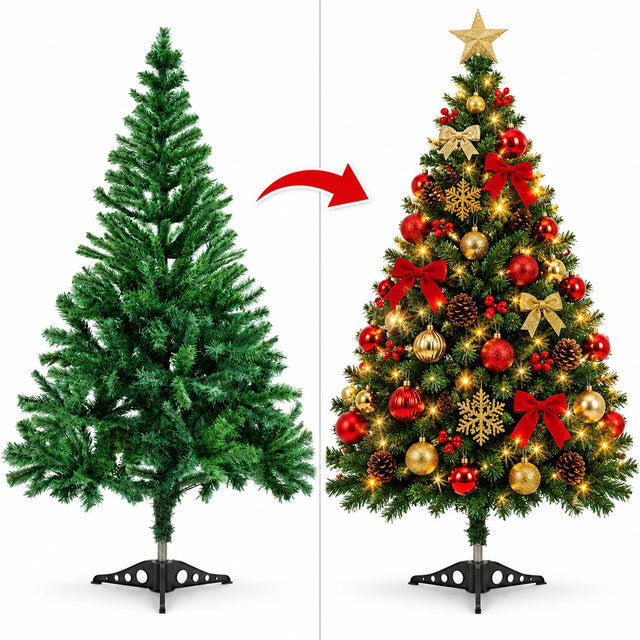 Brad Artificial de Crăciun 120 cm – Verde, cu Suport Inclus 🎄