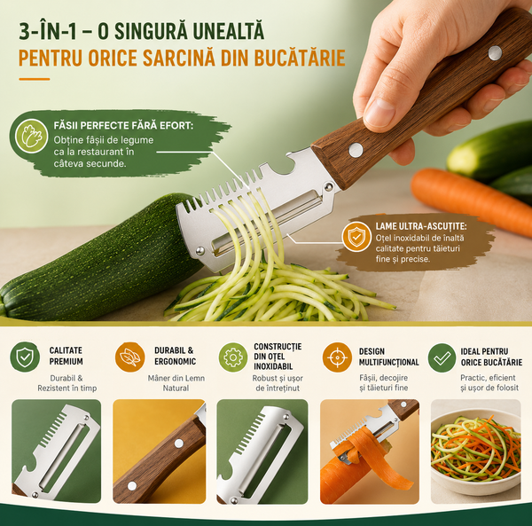 🔪 Razatoare Profesionala 3 in 1-Util pentru fructe si legume🥕🍐