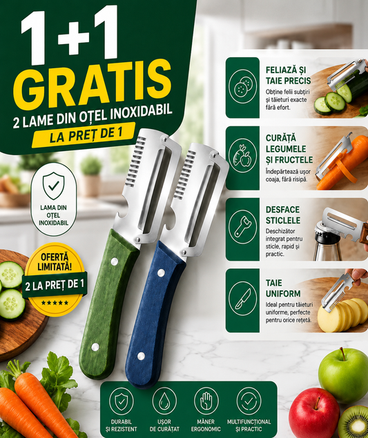 🔪 1+1 Gratis - Razatoare Profesionala din INOX 4 in 1