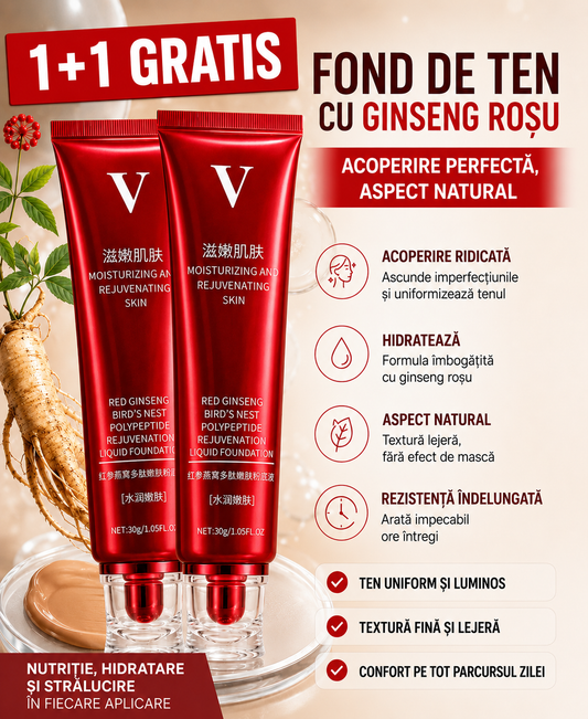 1+1 Fond de Ten Asiatic cu Ginseng Roșu pentru Acoperire Perfectă/30g