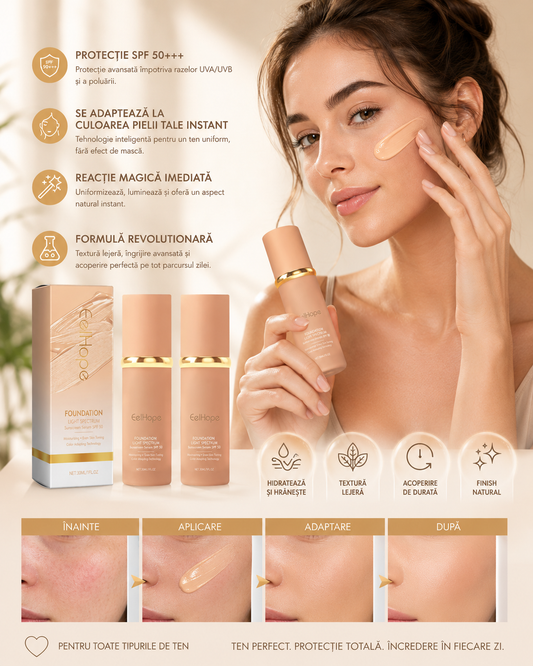 Fond de Ten 4 in 1 BIOMIMETIC SPF 50 care se adapteaza la  orice culoare a pielii!