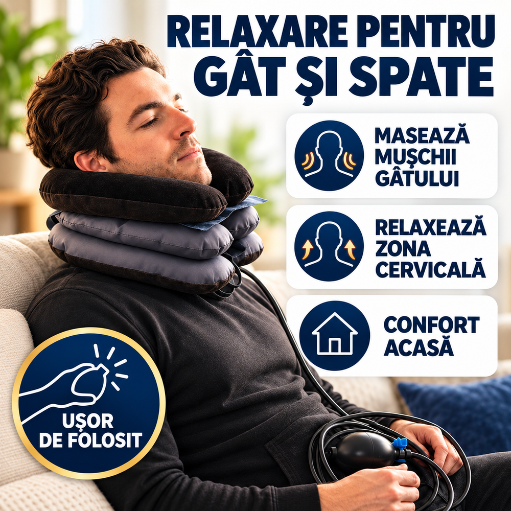 Guler Cervical care elimina durerile cervicale si relaxeaza muschii gatului si spatelui