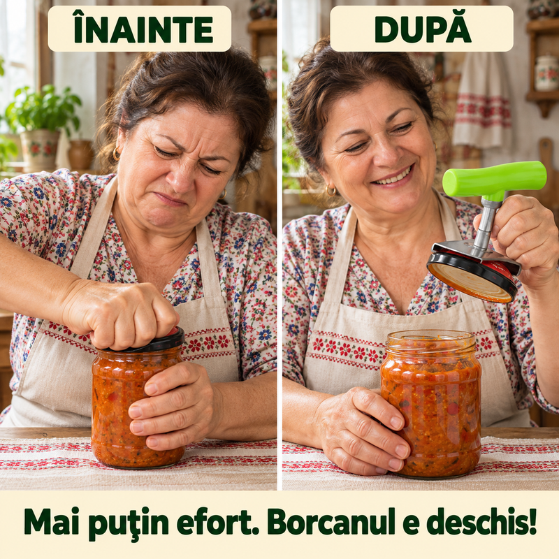 Deschizator pentru borcane cu mecanism metalic