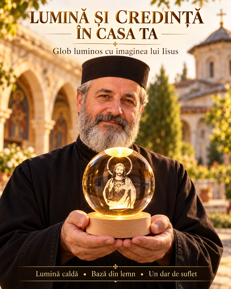 Glob Luminos 3D cu Iisus Hristos – Lumina Credinței ✨