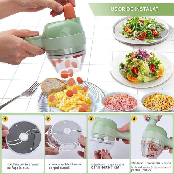 Tocator si maruntitor electric pentru alimente si legume 4 in 1