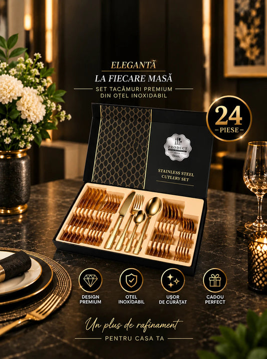 Set de Tacamuri din Aur 24k - 24 Piese pentru 6 persoane!